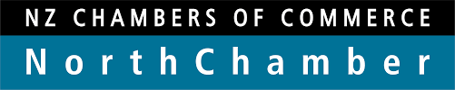 Logo of NZ Chambers of Commerce North Chamber with blue and black background